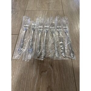 NEW Set of 7 Imperial Intl FLEURETTE Seafood Cocktail Forks Stainless Steel